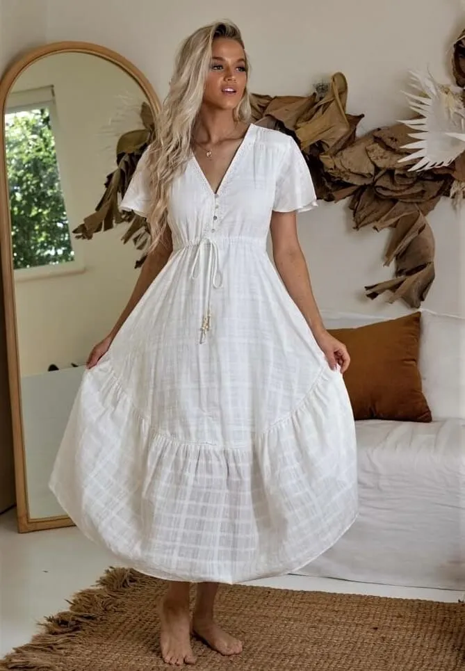 white dress boho