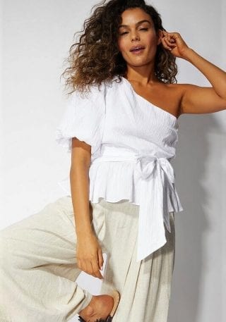 White one shoulder top